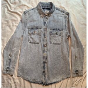 Ksubi Dreamstate Denim Button Down Womens XS Light Acid Wash Streetwear Luxury